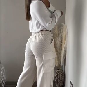 Stylish Cream Cargo Pants for Women